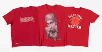 Red cape style shirt made with three t-shirts, one with Tupac image and one with Black Lives Ma…