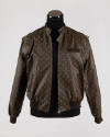 Brown Louis Vuitton monogram fabric zip front jacket with knit cuffs, slash pockets