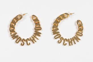 Goldtone MOSCHINO and chain link hoop earrings