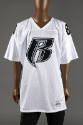 White polyester V neck short sleeve football jersey with RR front logo