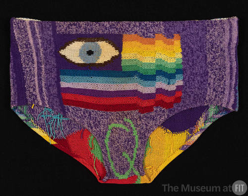 Red, green, blue and yellow embroidered underwear