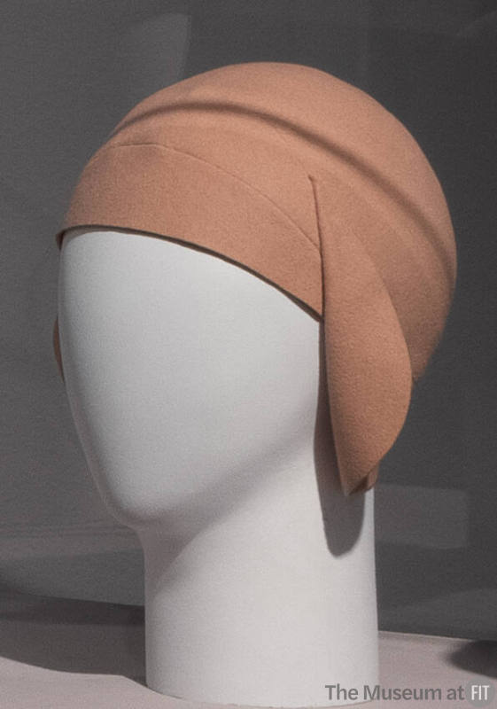Rose pink cloche hat with rounded fold at side