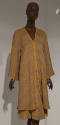 Yellow and tan stripe clutch coat with matching knee length skirt
