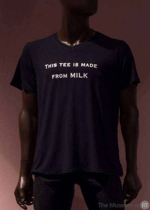 Black short sleeve  t-shirt with This Tee Is Made From Milk in white lettering across front