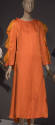 Orange evening set: dress, slip, and long sleeve floor length dress with ruffles and bows at ou…