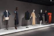 Statement Sleeves exhibition installation view of seven dressed mannequins