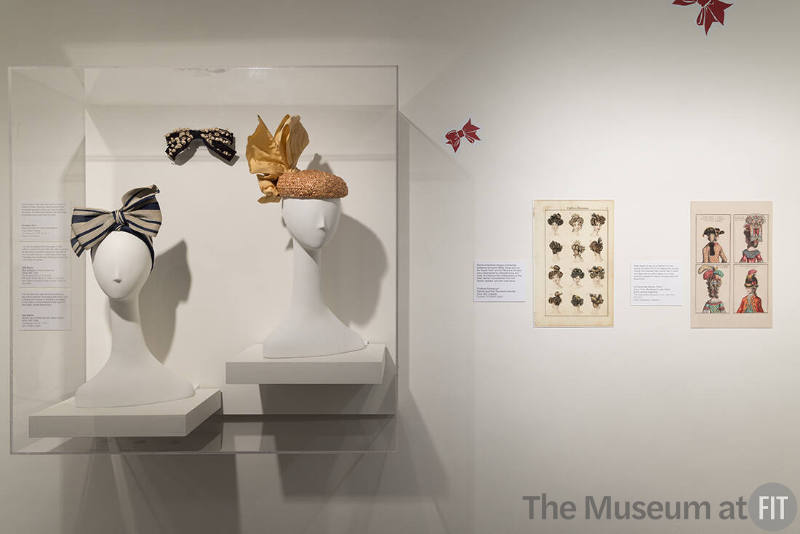 From left to right: Lilly Daché hat, c.1937 (95.103.88), Christian Dior headwear, c.1954 (86.31.11), and Lilly Daché, c.1955 (77.42.1)