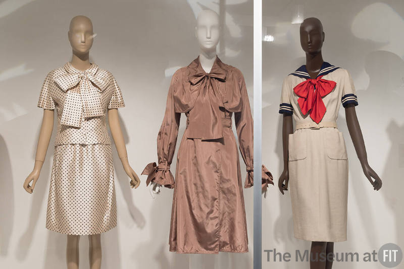 From left to right: Balenciaga dress, 1965 (80.5.1); Burberry raincoat, Spring 2006 (2006.37.1); Traina-Norell dress, c.1957 (68.143.56)
