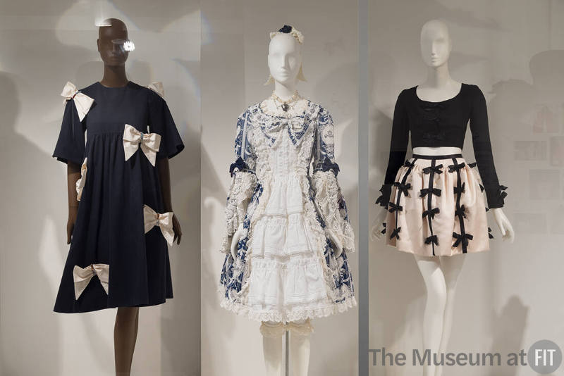 From left to right: Anna K dress, Fall 2015 (2015.14.1); Baby, the Stars Shine Bright ensemble, 2009 (2010.50.1); Chanel evening dress, Fall/Winter 1994-1995 (2014.63.4)