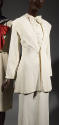 Off white tuxedo style halter dress and tunic jacket set

