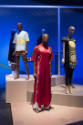 Africa’s Fashion Diaspora exhibition installation view of five dressed mannequins in the “Homec…
