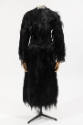 Black monkey fur suit with cropped jacket and calf length skirt