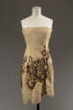 Strapless mini dress made of hide with burnt floral motif