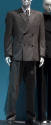Man’s dark olive green/tan suit, double breasted and straight leg pants with matching tie, whit…