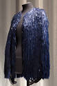 Blue fringe hip length evening cape