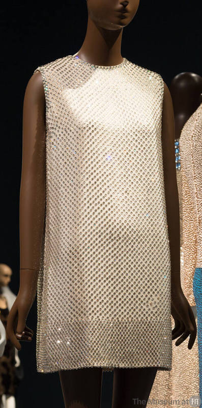 Off-white rhinestone beaded sleeveless mini dress 