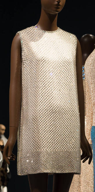 Off-white rhinestone beaded sleeveless mini dress 