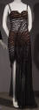 Black crochet lace floor length bustier bra dress with wrap effect and silk crepe chiffon at lo…