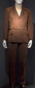 Man’s brown leisure suit with suede insets and patch pockets on jacket, notch collar and straig…