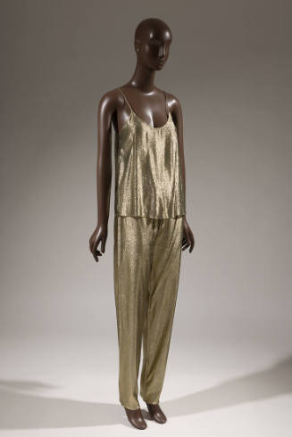 Gold lamé evening set of camisole top and tapered leg pants