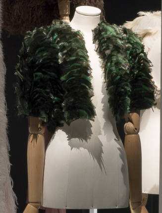 Cropped bolero of green feathers