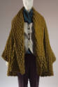 Gold floral woven velvet long sleeve jacket with wide lapels, beige button front blue and yello…