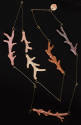 Necklace of pink, purple and orange porcelain coral branches linked with silver wire 
