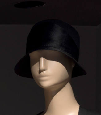 Black cloche hat with short turn down brim 