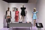 Doll Dressing exhibition installation view of four dressed mannequins and paper ephemera in a c…