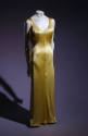 Floor-length sleeveless yellow slip dress with v neck
