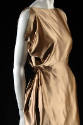 Champagne beige sleevless silk dress with draped side bodice