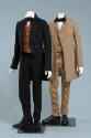 two men's suits, one in navy and one in tan
