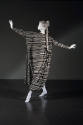 Floor length, long sleeve black and white horizontal striped tent dress