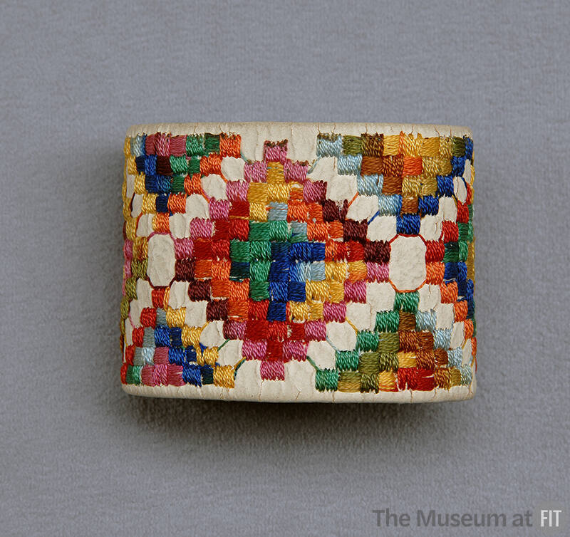 Off-white cuff  bracelet with multicolor stitched design