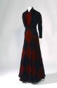 Dark red and red velvet, floor length evening gown with diamond pattern skirt and matching crop…