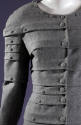 Soft long sleeve gray armor suit with horzontal tucks and decorative buttons