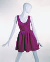 Neon pink short skating tank style dress with scoop neck and flared skirt