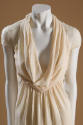 Off white dress with deep cowl neck and cap sleeves
