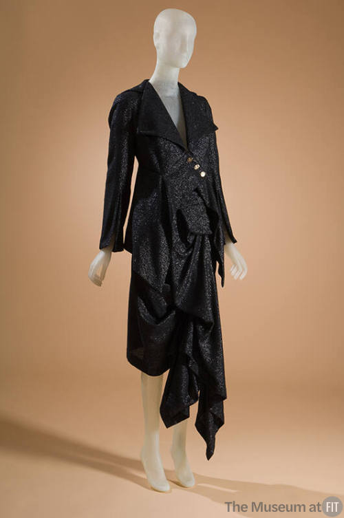 Black and silver lurex suit, long flared skirt