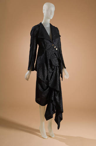 Black and silver lurex suit, long flared skirt