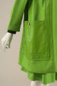 Detail of green long sleeve jacket  large leather patch pocket