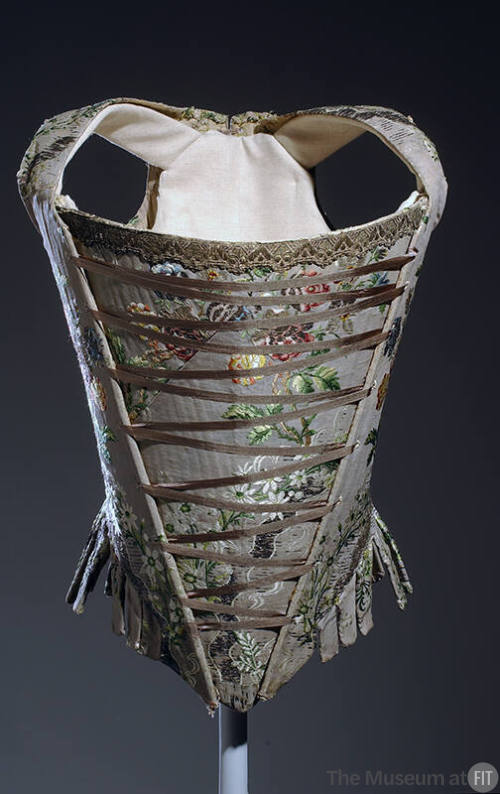 Grey corset with floral embroidery and front lacing 