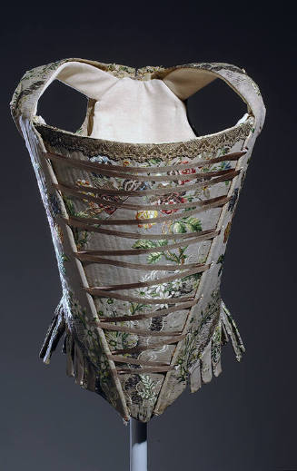 Grey corset with floral embroidery and front lacing 