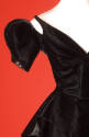 Detail of black velvet puff sleeve