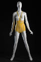 Yellow and white windowpane high wist monokini
