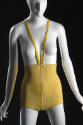 Yellow and white windowpane high wist monokini