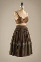 Brown bra and brown skirt with green Indian print on hem