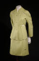 Chartreuse green double faced suit: princess line jacket and skirt
