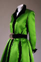 Lime green cocktail coat tress with black velet collar and belt with rhinestone cufflinks