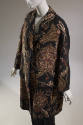 Black long sleeve coat with allover metallic gold and red thread embroidery 